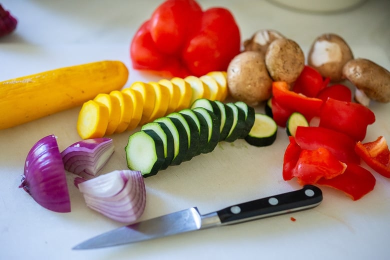 how to cut veggies for kabobs