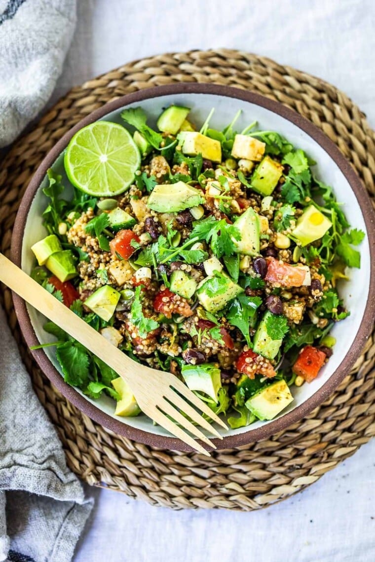 Southwest Black Bean Quinoa Salad Recipe | Feasting At Home
