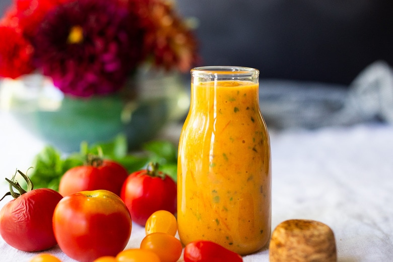 tomato vinaigrette in a jar