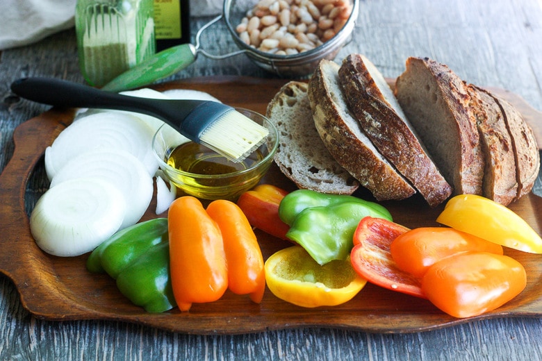 cut veggies and bread