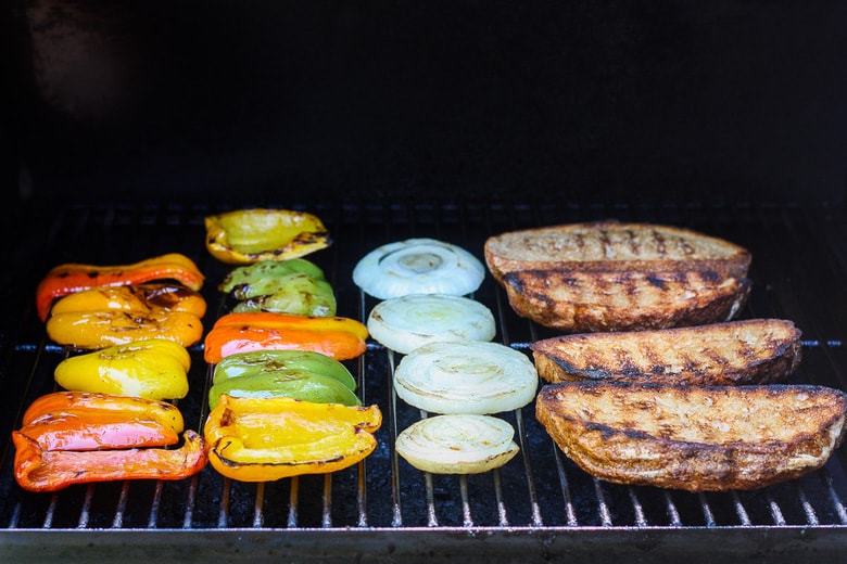 veggies cooking on the grill