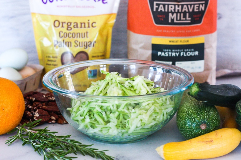 grated zucchini in bowl