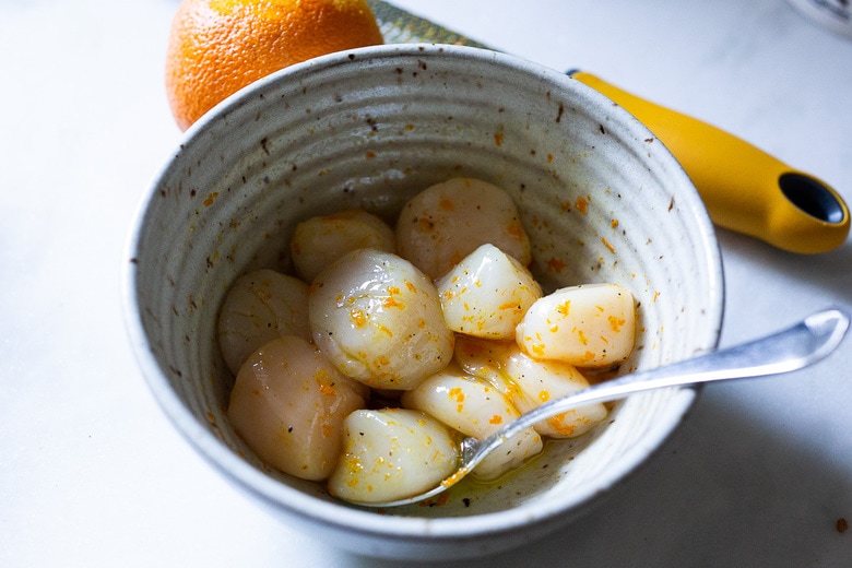 marinate the scallops while grill preheats