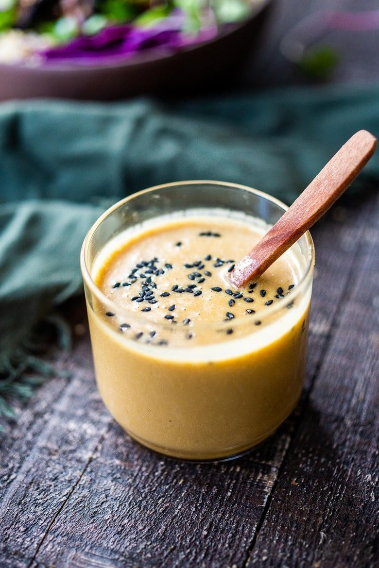 miso dressing in a jar.