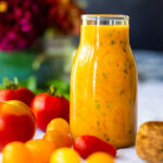 This summery recipe for Tomato Vinaigrette is delicious on salads, or spooned over fish or chicken, or even used as a marinade for grilling! #tomatovinaigrette