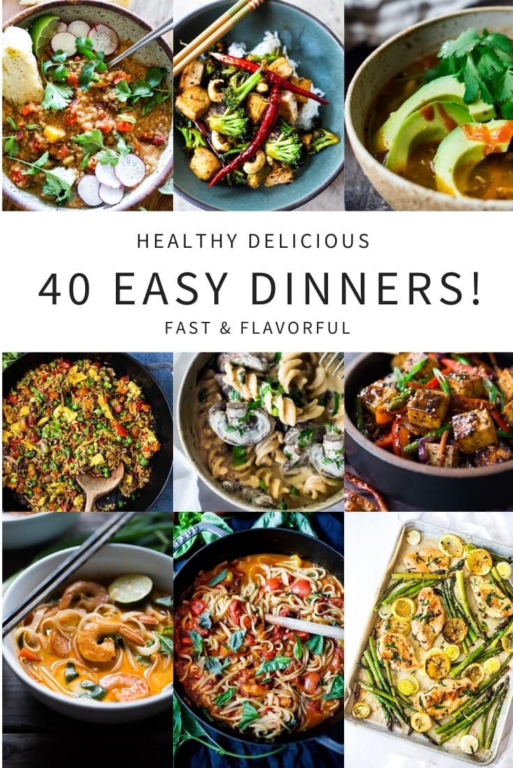 These easy dinner recipes are packed full of healthy veggies and can be made in 30 minutes or require very little hands on time! Great for back-to-school nights! #easydinner #quickdinner