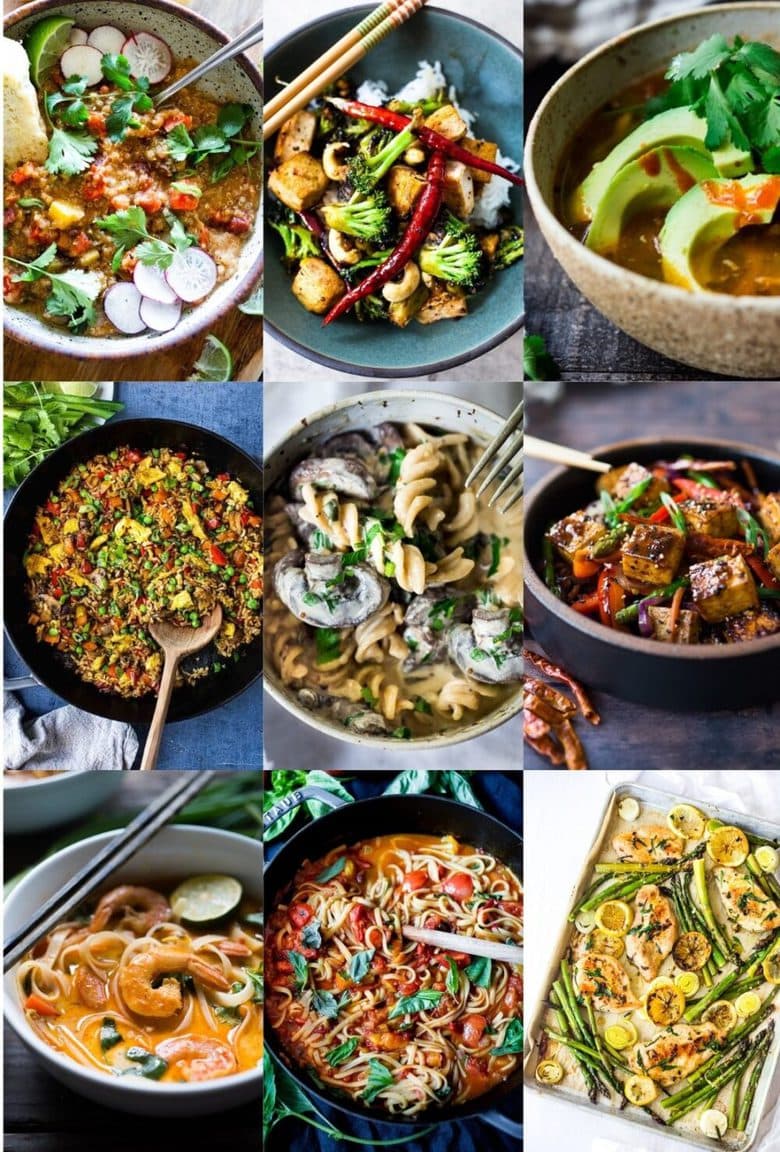 We've rounded up our top 40 Healthy Easy Dinner Ideas! From stir-fries to curries, to simple pasta dishes and to the easiest sheet pan dinners—we've got you covered. 