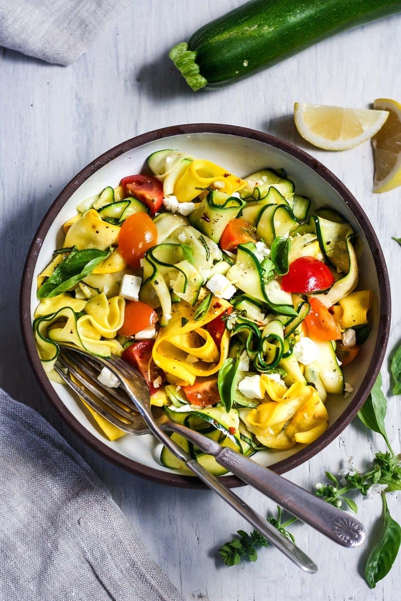20 BEST Zucchini Recipes | Sautéed Zucchini Ribbons with lemon zest, garlic and chili flakes.  A fast & healthy side dish that is healthy and delicious. Vegan-adaptable.