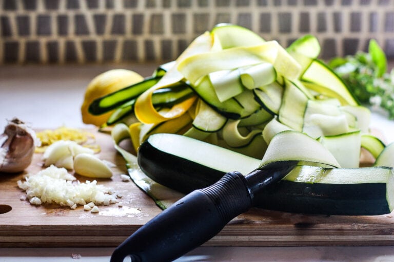 Sautéed Zucchini Ribbons with Lemon and Garlic Feasting At Home