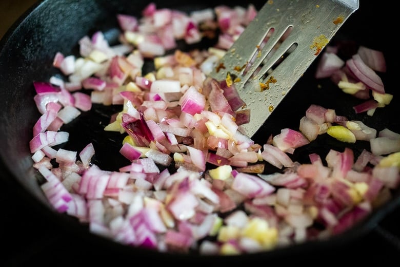 onion and garlic in a skillet