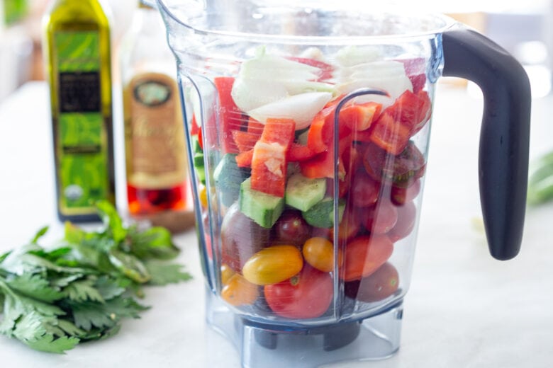 Chop the veggies and place in a blender