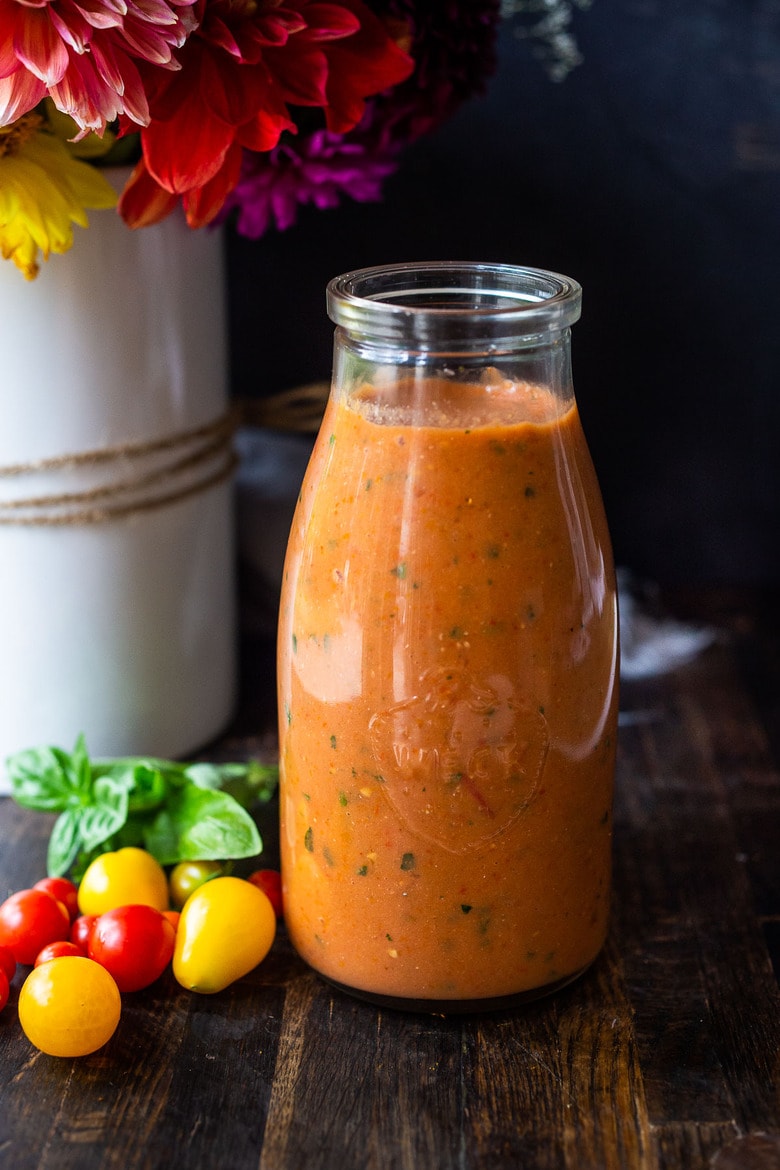 Learn the secret to making the BEST Gazpacho! This quick and easy recipe for Gazpacho highlights ripe and juicy summer tomatoes. Vegan and gluten-free with several variations!  #gazpacho #coldsoup #vegansoup 