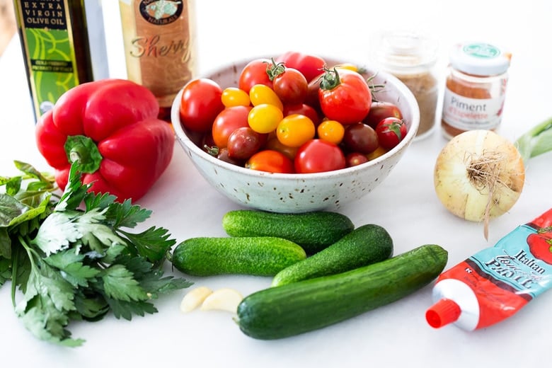 Ingredients in traditional gazpacho.