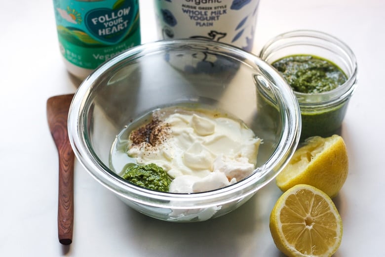 dressing ingredients in a bowl