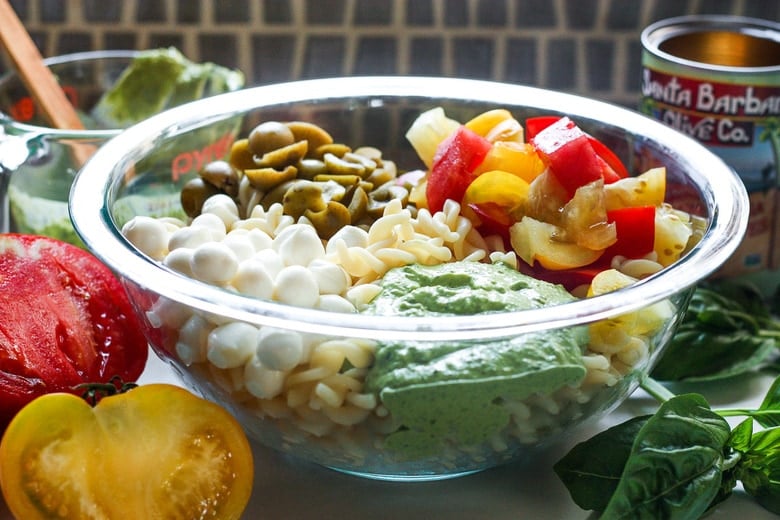 pasta ingredients in a bowl