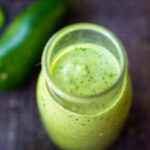 Avocado Dressing with cilantro, lime, and jalapeno- creamy and vegan, a delicious addition to salads, bowls, tacos, enchiladas, and burritos that can be made in 5 minutes.