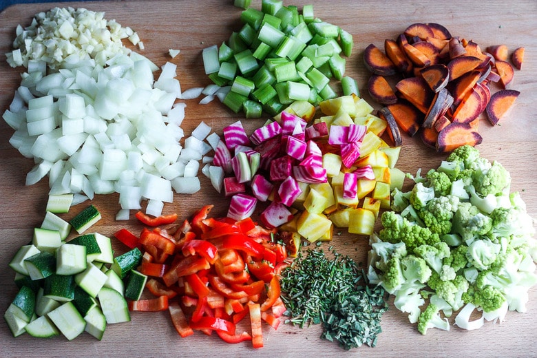 chopped veggies