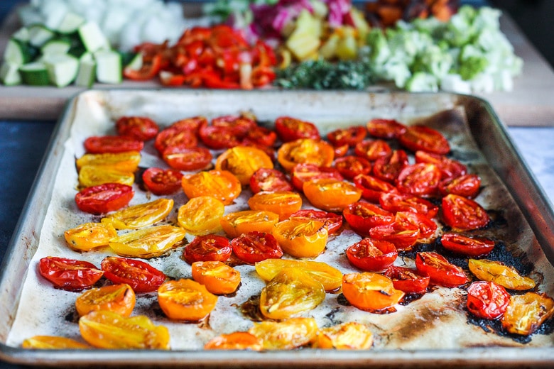 tomatoes on sheet pan