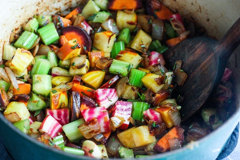 veggies in saute' pan