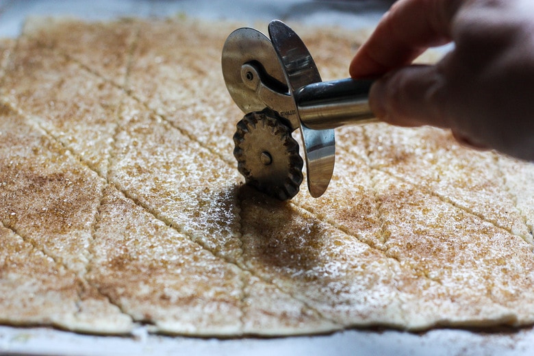 cutting shapes out of dough