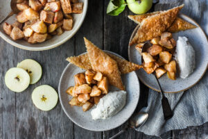 This recipe for Easy Apple Pie is made with spiced roasted apples and pie crust cookies.  A quicker way to make pie with all the comforting flavors and a guaranteed flakey crispy crust.  