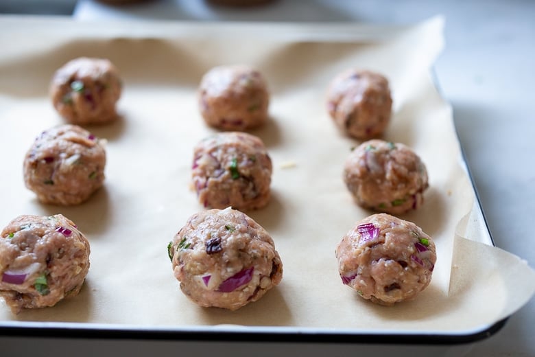 bake the turkey meatballs on a parchment lined sheet pan