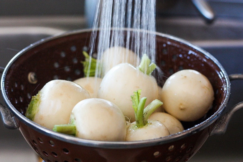 washing turnips