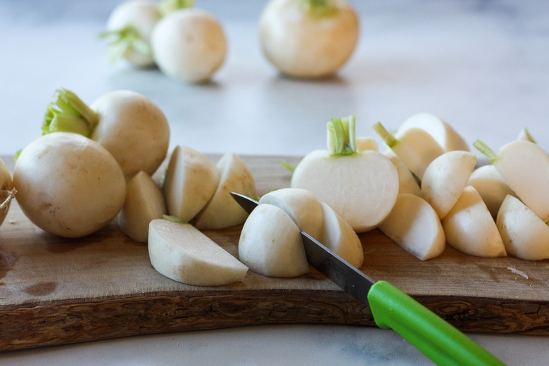 cutting turnips