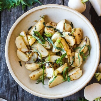 Pan-seared Turnips with Ginger Miso Glaze | Feasting At Home