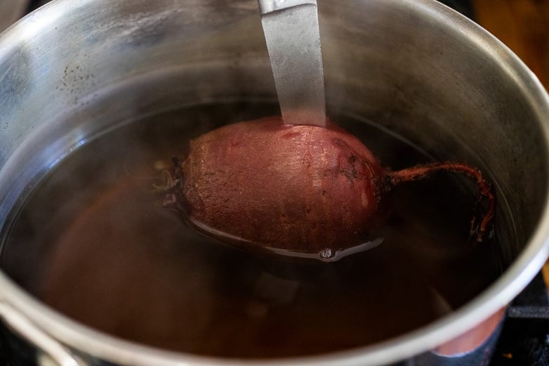 cook the beet in simmering water