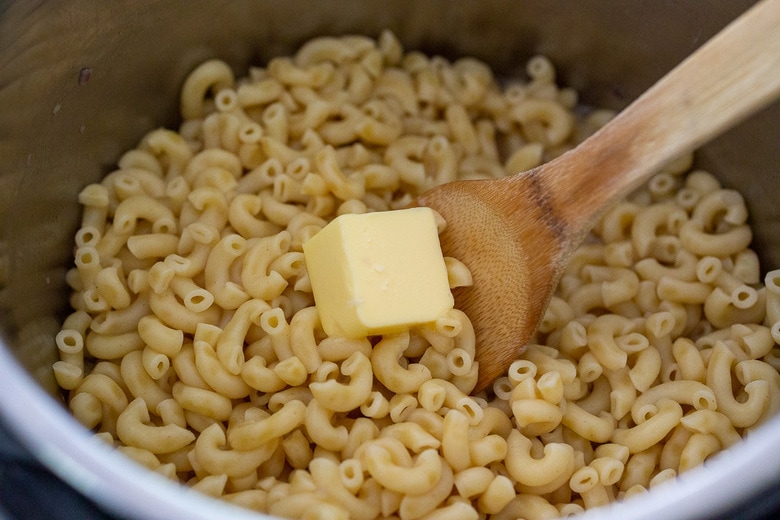 Add butter after pressure cooking- or sub vegan butter