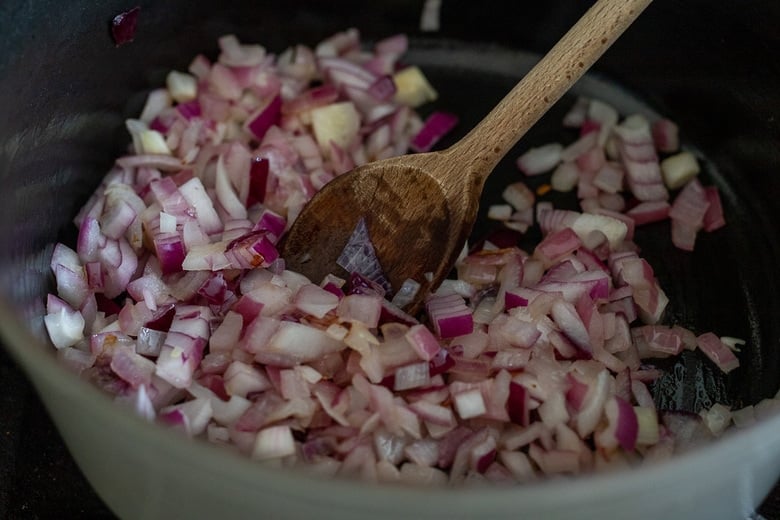 sauteing onions in a dutch oven