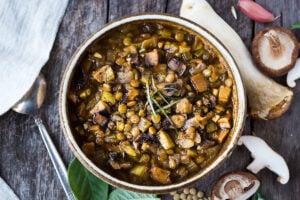 This recipe for Mushroom Lentil Stew with Fennel and Sage is earthy, hearty and richly spiced.  Delicious and vegan!