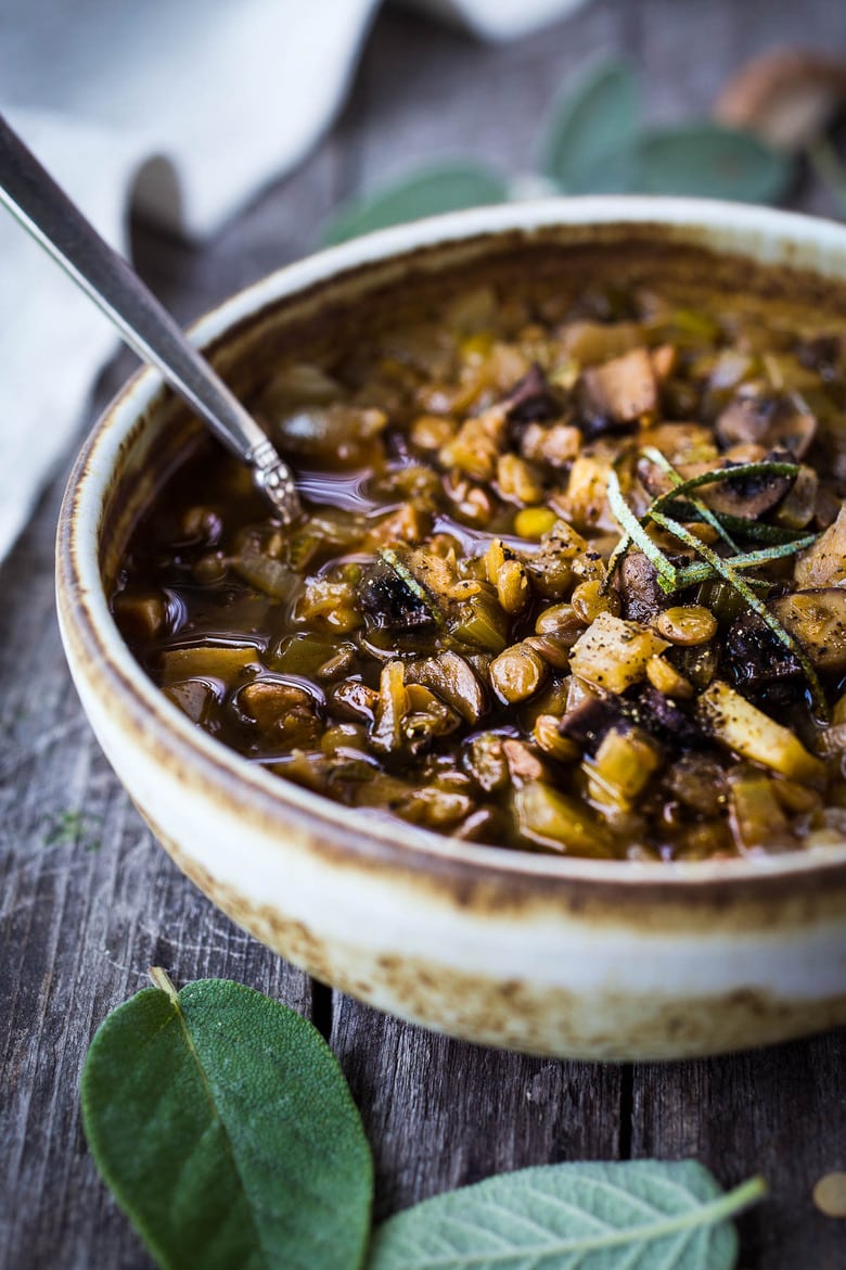 This recipe for Mushroom Lentil Stew with Fennel and Sage is earthy, hearty and richly spiced.  Delicious and vegan!