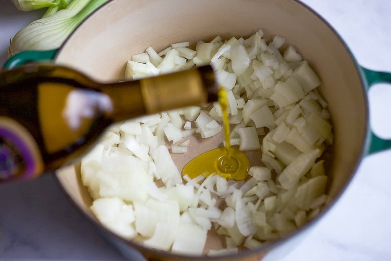 Sautéing onions.