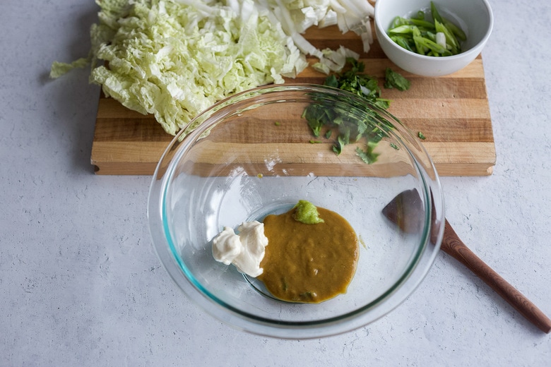 mixing slaw dressing