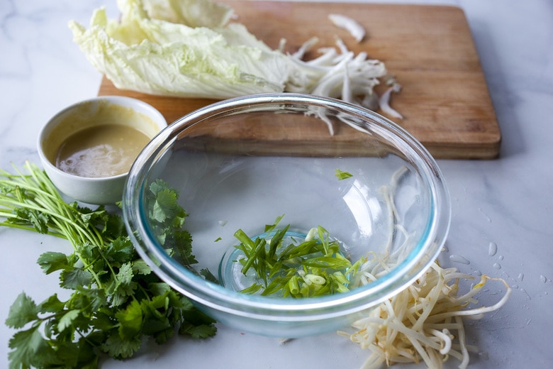 chopping slaw ingredients