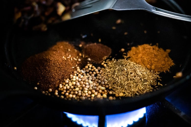 spices toasting in a pan