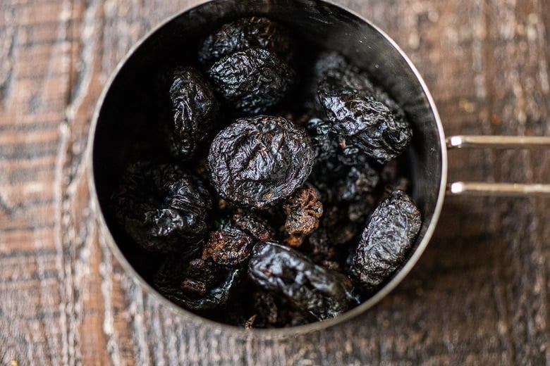 add 1 cup dried prunes or raisins