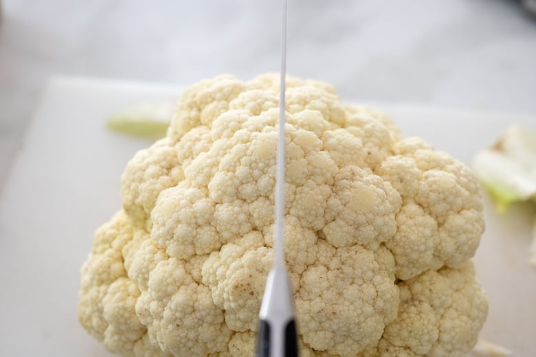 slice the cauliflower into steaks