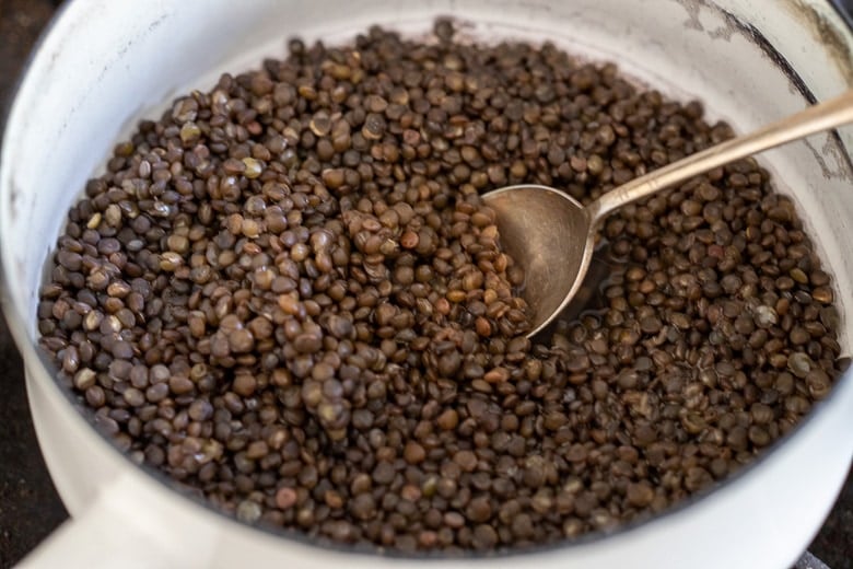 season the lentils with olive oil
