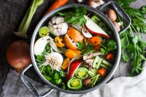 How to make Vegetable Broth!  A nutritious and deeply flavorful recipe for Vegetable stock to enhance your soups, risottos, sauces, and more.  Adaptable and easy to make!