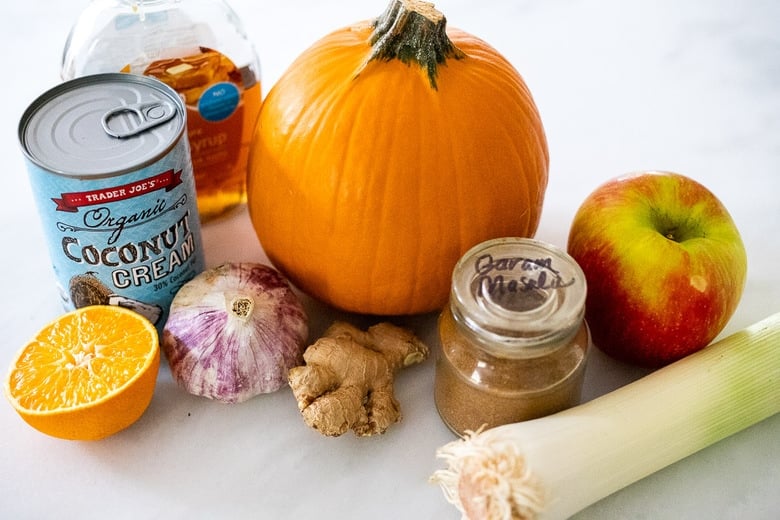 Ingredients in pumpkin soup