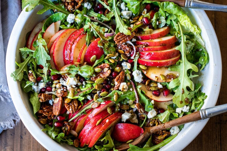 Best Valentine's Dinner Ideas: Pear Salad with Vanilla Fig Dressing.
