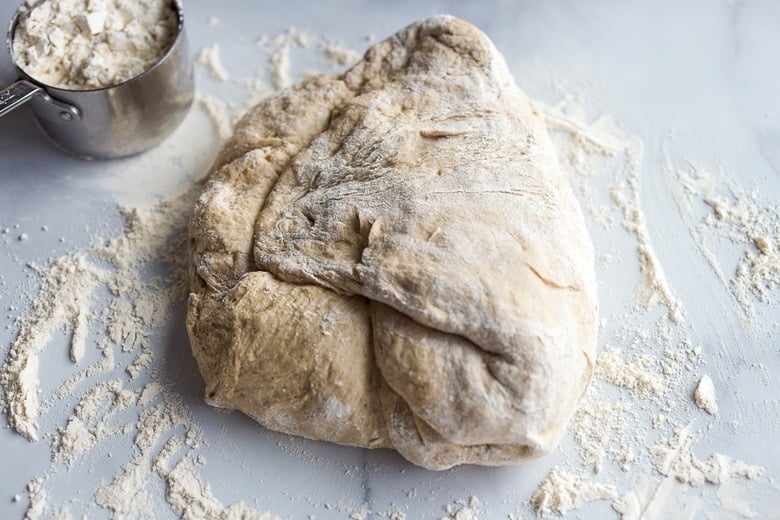 knead in flour to dough