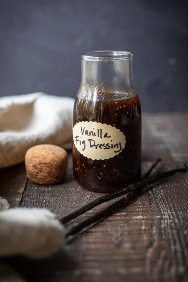 Vanilla Fig Dressing with Balsamic Vinegar- a delicious vegan salad dressing recipe for fall salads.