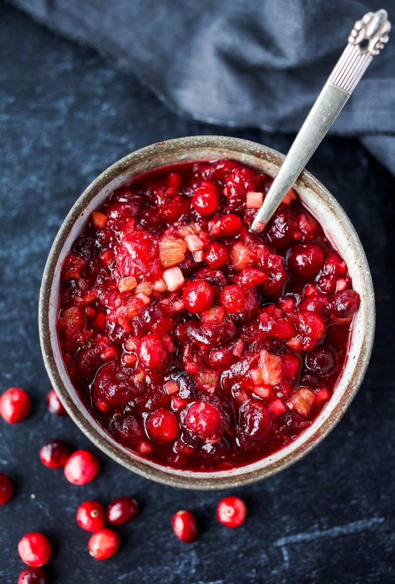 A healthier Thanksgiving Cranberry Sauce, sweetened w/ maple syrup. Easy & made with fresh cranberries in just 20 minutes. Vegan, Gluten-free.