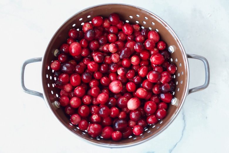 washing cranberries