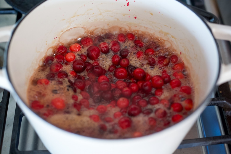 cooking cranberries and maple