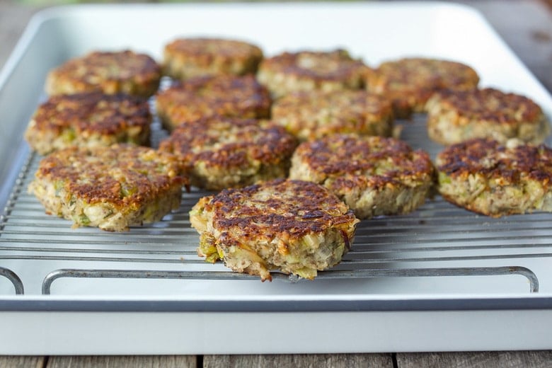 patties on a cooling rack